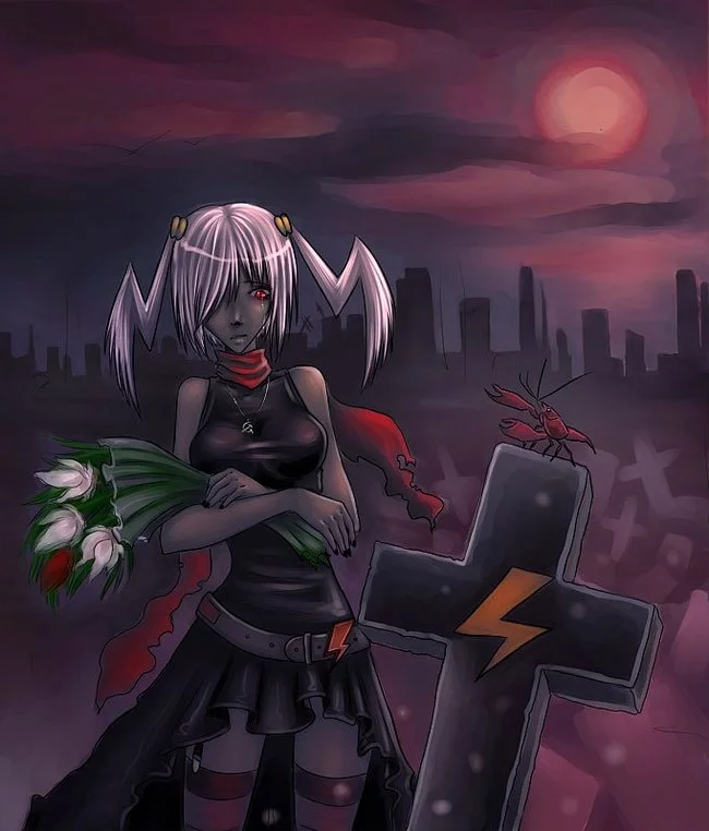 Petals fall into darkness... - Visual novel, Creepy-chan, Art