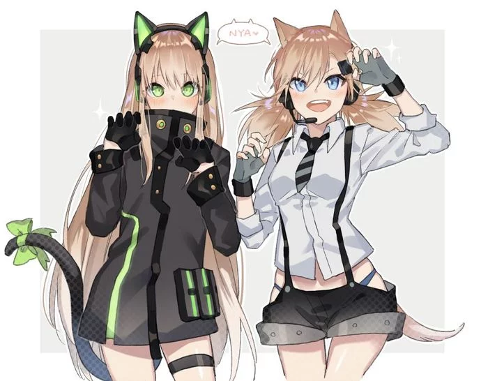 Two from the casket - Anime, Anime art, Girls frontline, IDW, Tmp, Animal ears