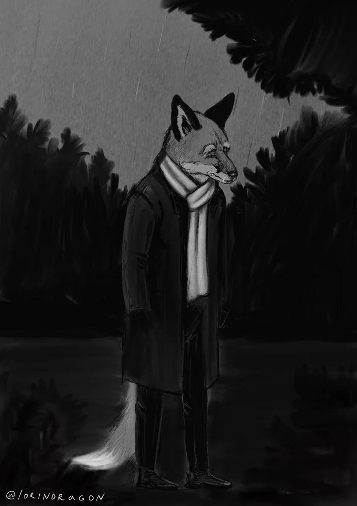 Rain... - My, Comics, Sadness, Art, Longpost, Fox