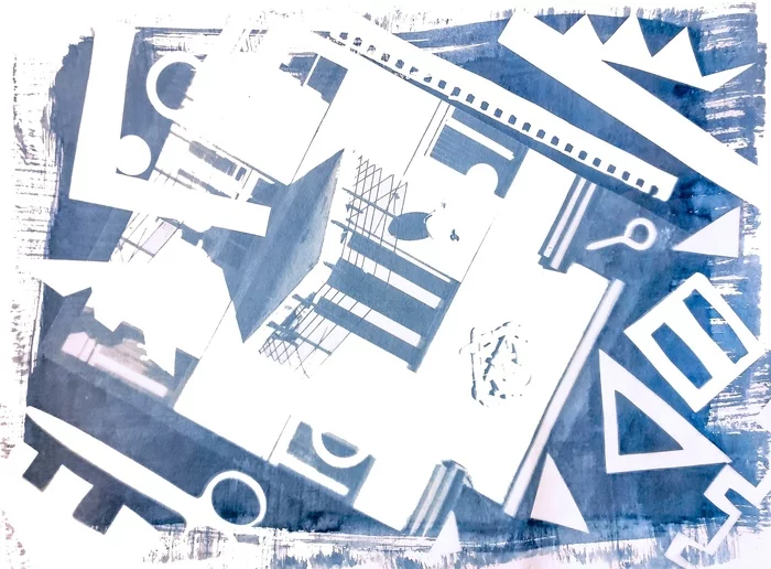 Work using the Cyanotype technique. A3 - My, Cyanotype, Blue, Paper, Creation, Yekaterinburg