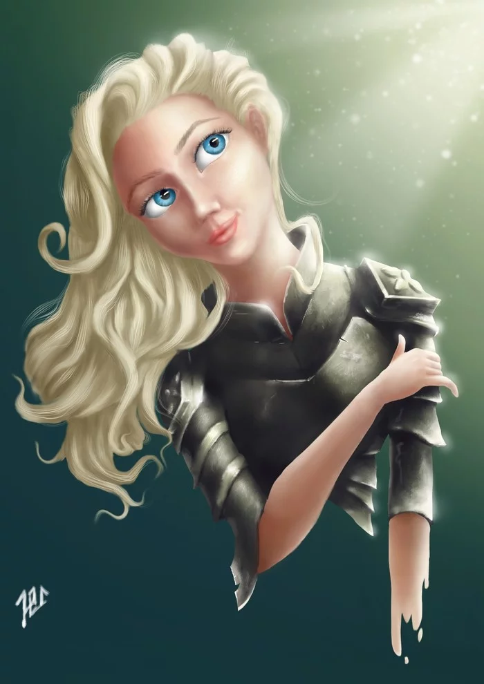 Knight - My, Artist, Art, Metal, Beautiful girl, 2D, Game art