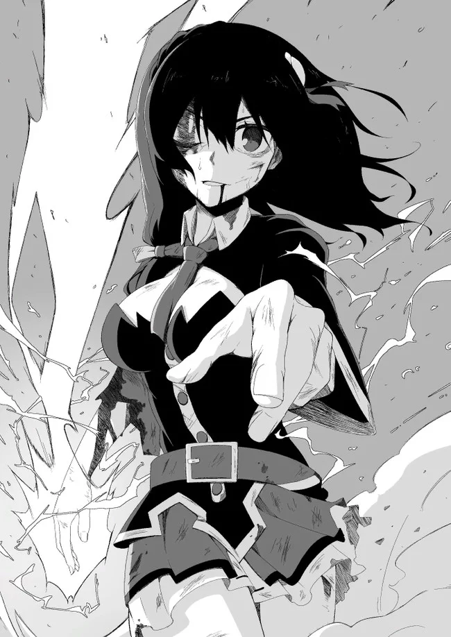 As long as I'm here, you won't lay a finger on Megumin. - Konosuba, Yunyun, Anime, Anime art, Black and white