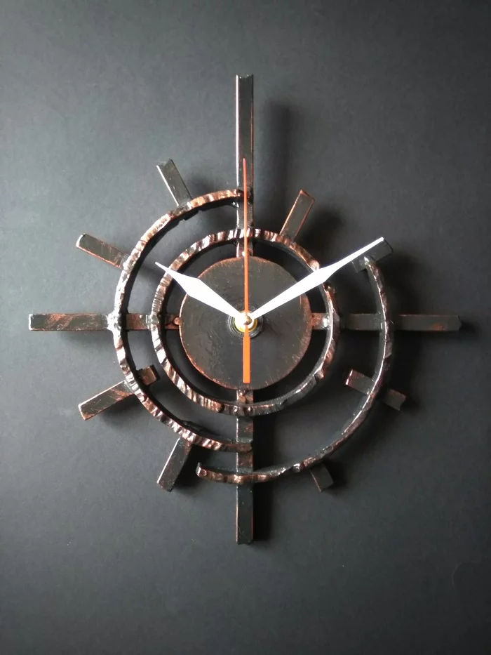 Metal wall clock - My, Welding, Forging, Handmade, Clock, Longpost, Needlework with process