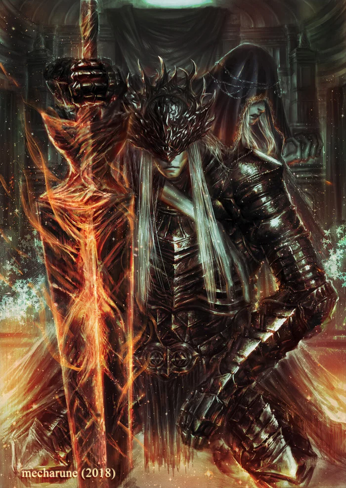 Lorian and Lothric - Drawing, Dark souls, Dark souls 3, Lorean, Lothric, Ash Lords