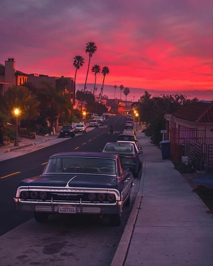 Los Angeles - Los Angeles, Road, Sunset, Longpost, USA, The photo