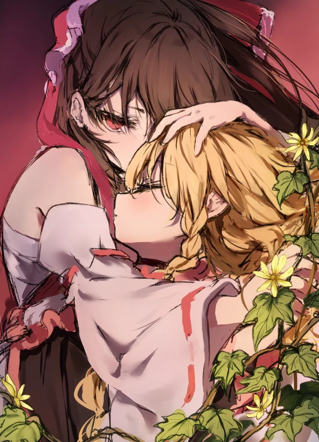 ReiMari - Touhou, Not anime, Anime art, Anime, Hakurei Reimu, Kirisame marisa