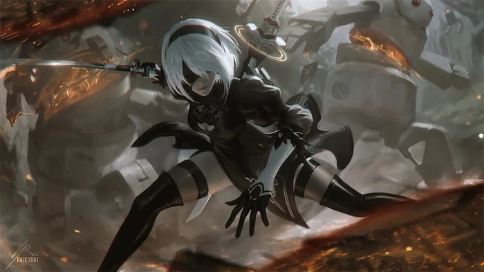 Yorha 2B - NIER Automata, Yorha unit No 2 type B, Art, Games, Raikoart