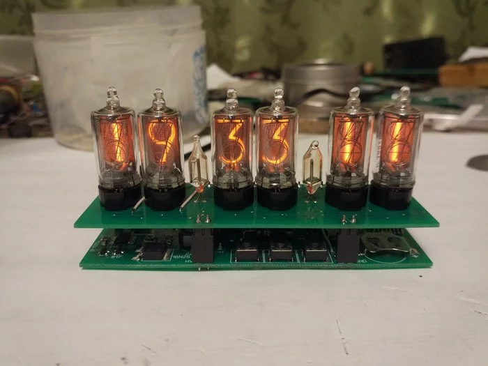 Clock with English lamps NL-5870ST - My, Nixie clock, With your own hands, Radio amateurs, Electronics, Images, Clock, England, Longpost, Needlework with process