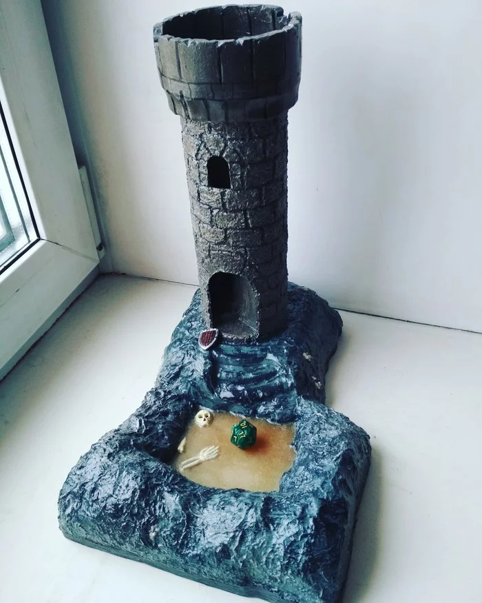 Tower of bones - My, Dice tower, Craft, Video, Longpost, Polymer clay, With your own hands, Tower