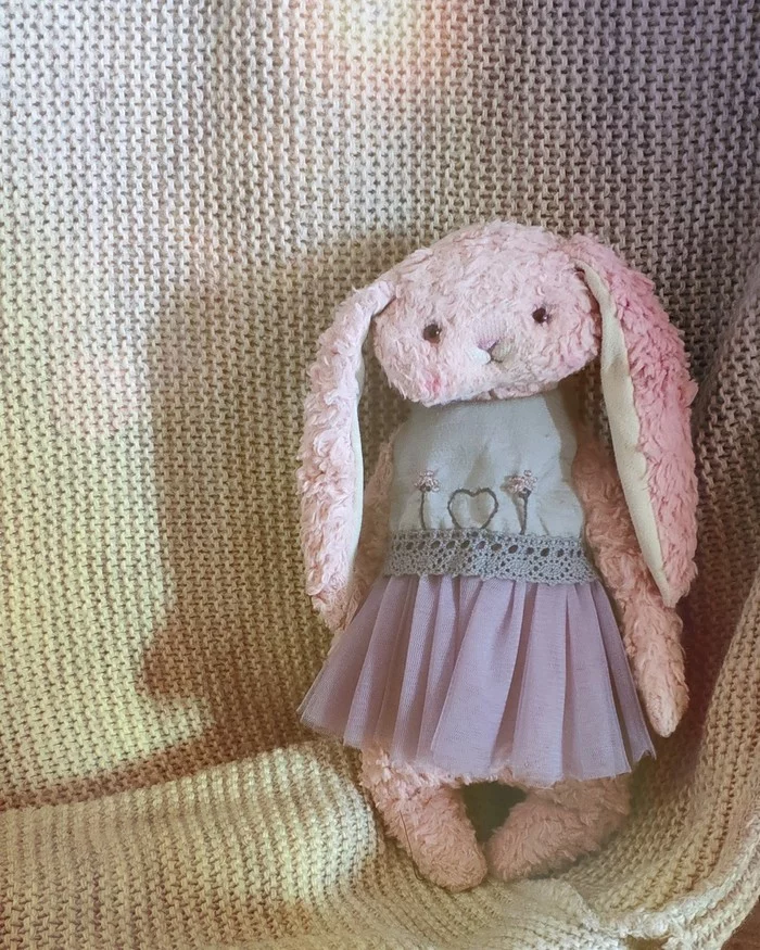 Primitive Bunny - My, Teddy's friends, Handmade, Hare, Soft toy, Needlework without process