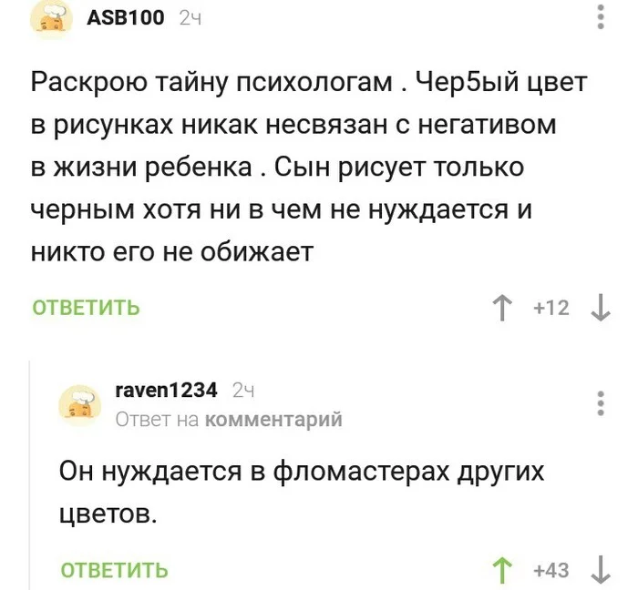 Цвета - Комментарии, Цвет, Психология, Комментарии на Пикабу, Скриншот, Дети