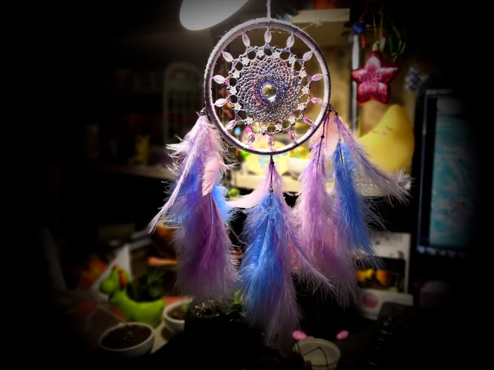 Video process of weaving the Dream Catcher “Memory of Flowers” - My, Needlework with process, Dreamcatcher, Weaving, Interior, Amulet, Video, Longpost