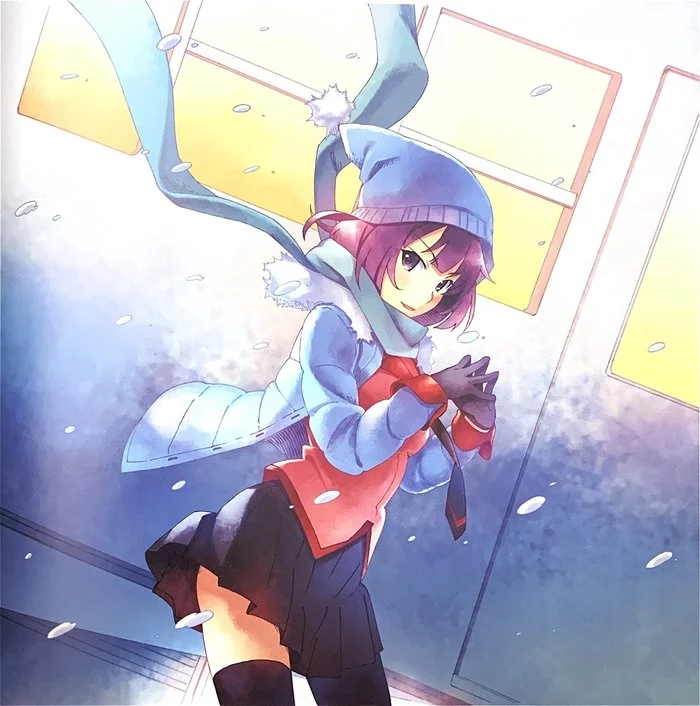 Art from the official artbook - Anime, Anime art, Monogatari series, Shinobu oshino, Hachikuji Mayoi, Kanbaru suruga, Hitagi senjougahara, Longpost