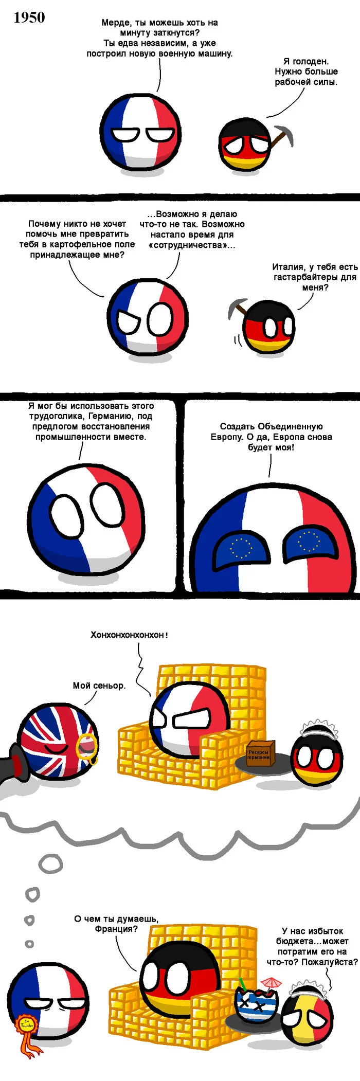 An Economic Miracle - Countryballs, Comics, Translated by myself, Germany, France, Great Britain, Belgium, Greece, Longpost