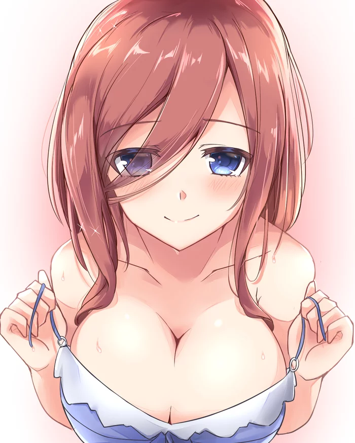 Nakano Miku - NSFW, Anime Art, Аниме, The Quintessential Quintuplets, Gotoubun No Hanayome, Nakano Miku, Грудь, Бюстгальтер, Длиннопост