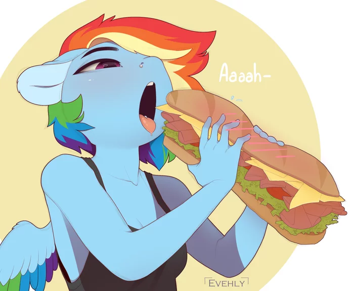 Fast carbs for a fast pony - My little pony, Rainbow dash, Anthro, MLP Edge, Evehly