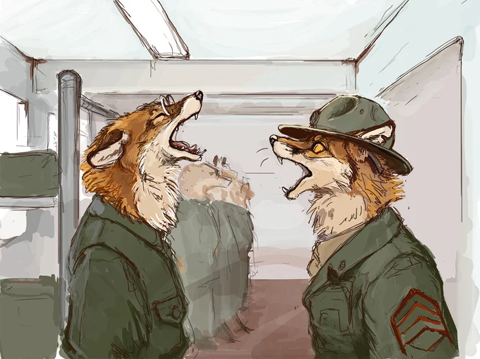 -...Now show me your fighting grin! - Furry, Fox, Full Metal Jacket, Hotchkisstank