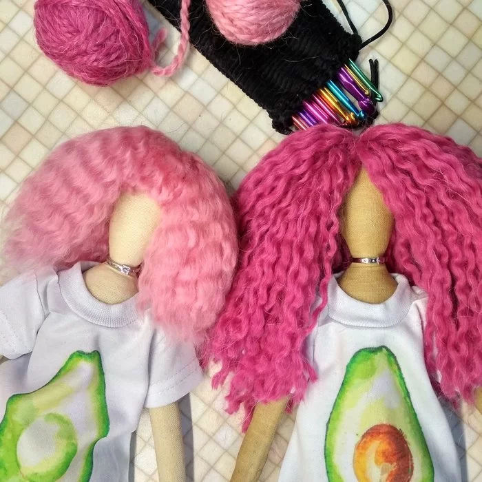 Crochet wig for doll - My, Knitting, Crochet, Tilde, Wig, Doll, Textile doll, Interior doll, Needlework with process, Longpost