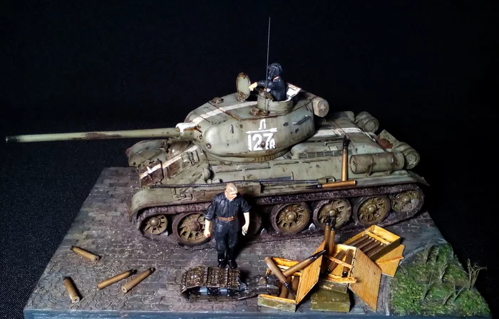 Tank Victory. - My, Stand modeling, Prefabricated model, Diorama, T-34, Tanks, The Second World War, Story, Longpost