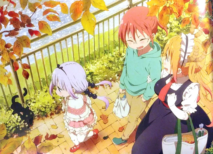 Casual walking - Kobayashi-san chi no maidragon, Kanna kamui, Tooru, Kobayashi, Anime art, Anime