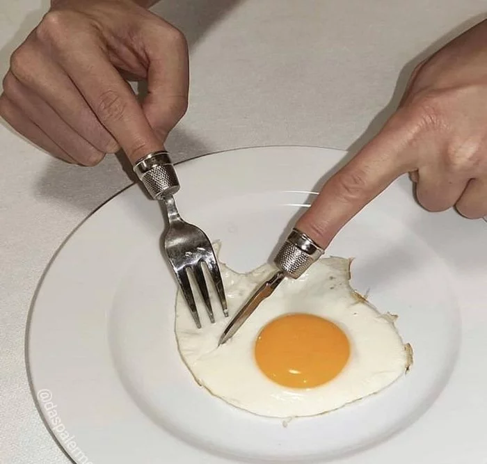 You can immediately see a cultured person) - Omelette, Knife, Fork, Thimbles, Cutlery