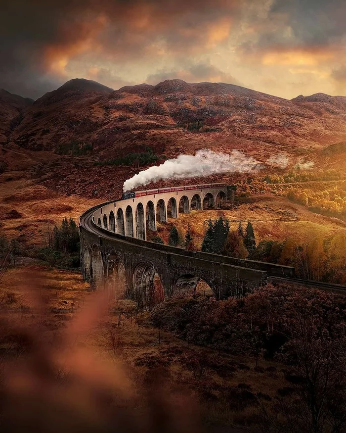 Glenfinnan, Scotland - The photo, Interesting, beauty, Scotland, A train, Great Britain