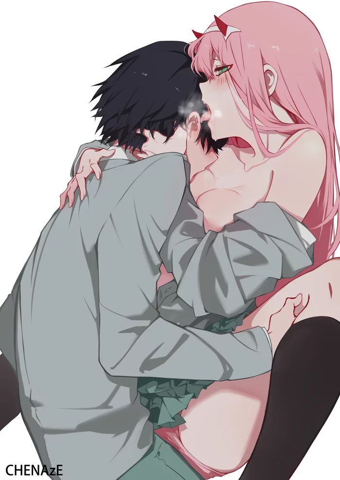 Hiro & Zero Two - NSFW, Anime Art, Аниме, Darling in the Franxx, Zero Two, Hiro, Длиннопост