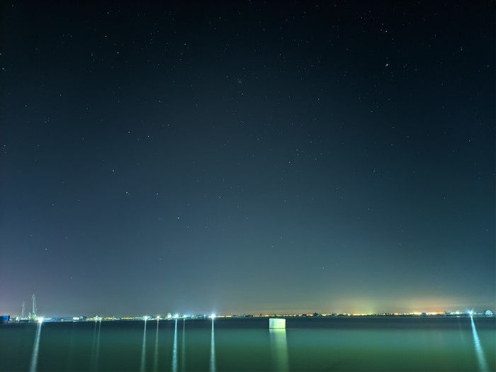 Kerch Strait. Night and dawn - My, Starry sky, dawn, The photo, Xiaomi, Sea, Sky