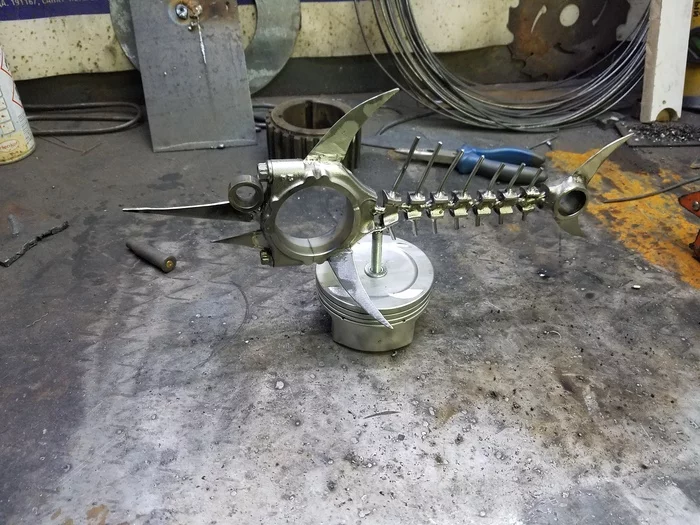 Swordfish(you) - My, A fish, Welding, Garage, Needlework with process, With your own hands, Connecting rod, Skeleton, Clock, Longpost