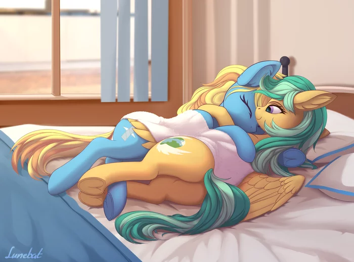 Morning after shower - My little pony, PonyArt, Original character, MLP Lesbian, Lunebat, MLP Edge