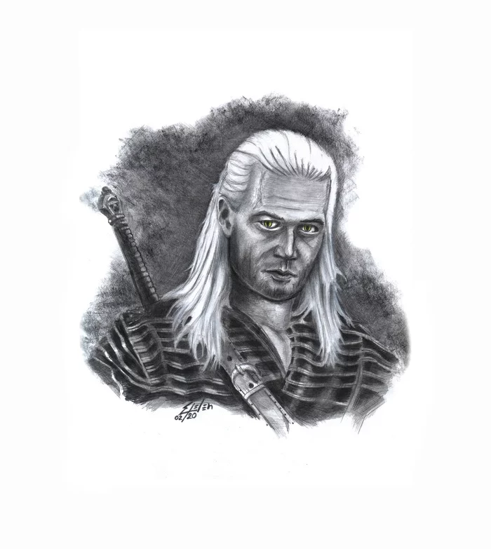 Michal Jan Zebrowski as The Witcher - My, Witcher, Geralt of Rivia, Portrait, Portrait by photo, Drawing, MichaЕ‚ Е»ebrowski