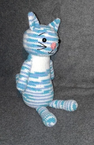 Striped cat - My, Needlework without process, Knitted toys, With your own hands, cat, Crochet