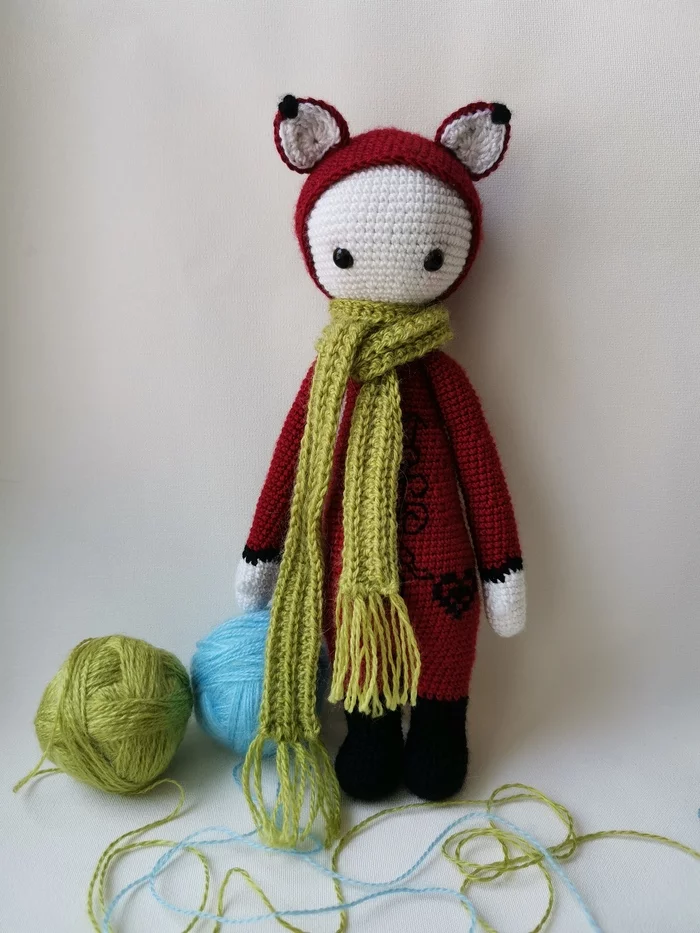 Phoebe the fox - My, Crochet, Process-free, Knitted toys, Handmade, Longpost, Needlework without process