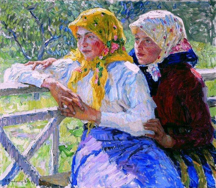 Nikolai Bogdanov-Belsky. Latgale girls. 1920 - Painting, Art