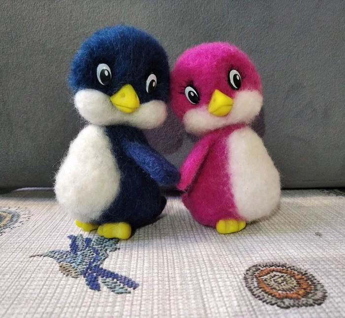 Little penguins - My, Lolo and Pepe, Penguins, Dry felting, Author's toy, Longpost, Needlework without process