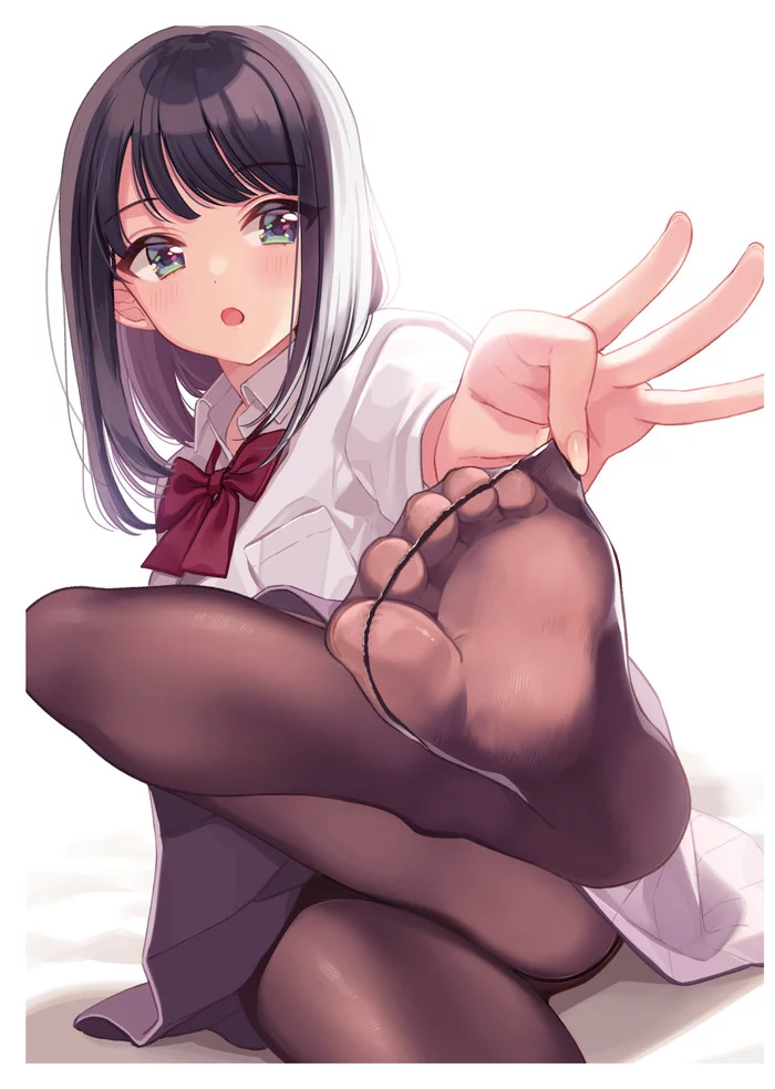 Help me take it off - NSFW, Anime art, Original character, Anime, Legs, Tights, Shigure ui