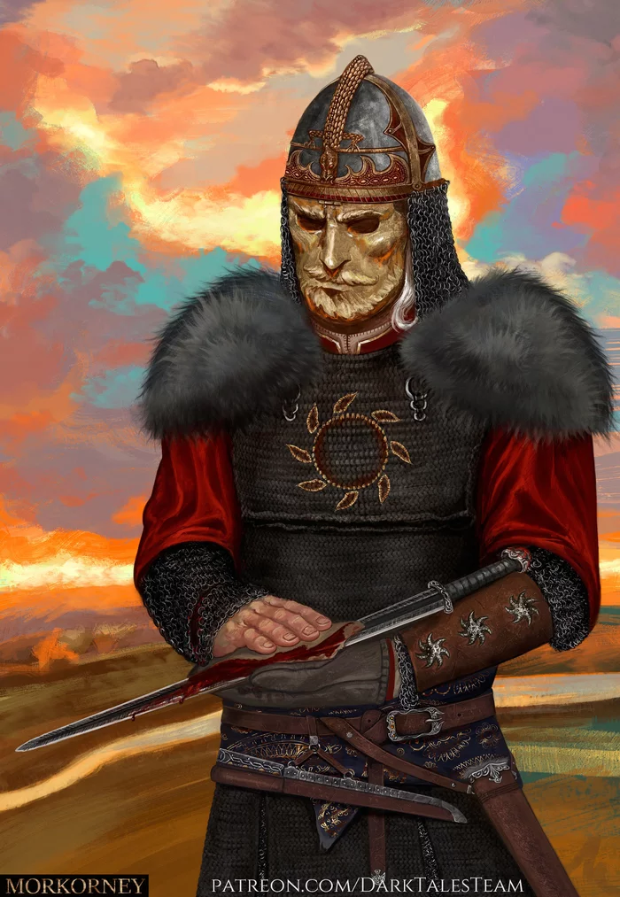 Character from lore - Kurgat - My, Art, Digital drawing, Drawing, Warrior, Mask, Original character