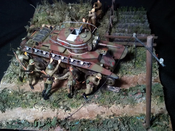 Tracks or wheels? BT-7 - My, Stand modeling, Prefabricated model, Diorama, Tanks, The Second World War, Story, BT-7, Longpost