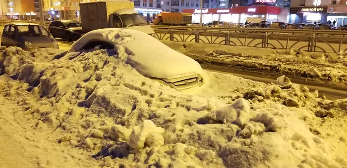 Когда мешаешь убирать дорогу... - Снег, Уборка снега, Машина