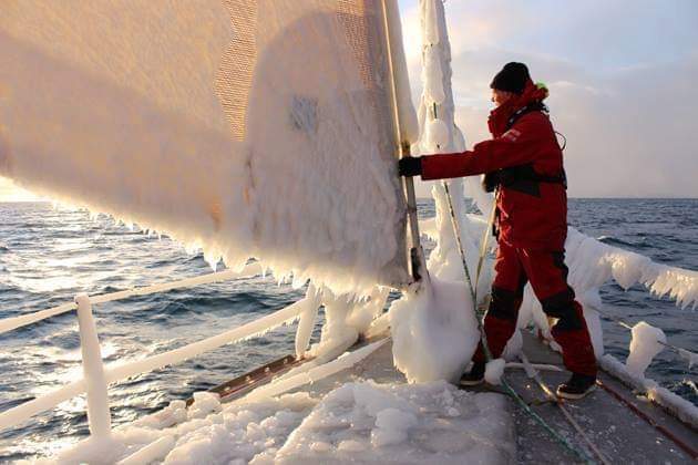 Cap, how can we get on the other tack, huh? - Yacht, Icing, Sail, winter swimming