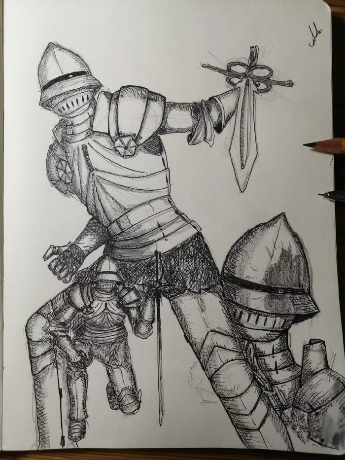 Knight - My, Art, Knight, Drawing, Traditional art, Knights