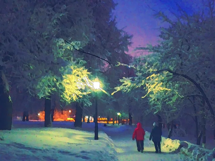 Turned one of my blurry photos into an oil painting - My, The photo, Photoshop, Painting, Winter, Ibispaint