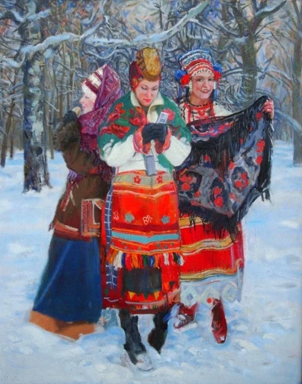 Maslenitsa - Art, Painting, Maslenitsa, Beautiful girl, Winter