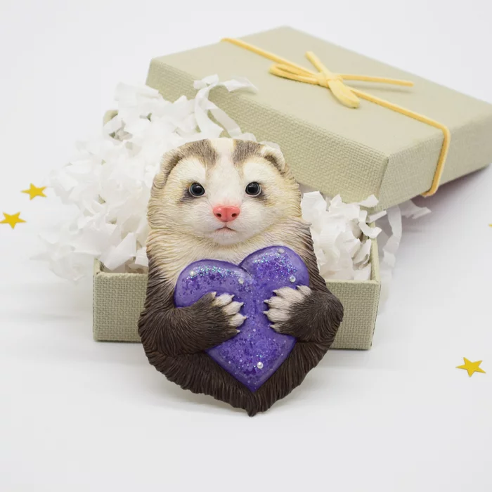 The ferret will steal your heart... as well as your slippers, socks, phone and more! - My, Ferret, Needlework with process, Silicone, Shaping, Video, Longpost