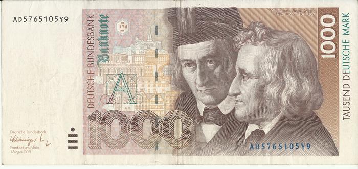 1000 Deutsche Mark GERMAN FEDERAL REPUBLIC 1991 - My, Bonistics, Numismatics