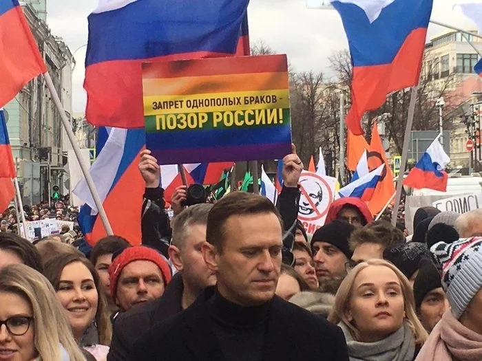 Today at the Nemtsov March I carried a poster - Alexey Navalny, Politics, LGBT, Nemtsov's March, 18+