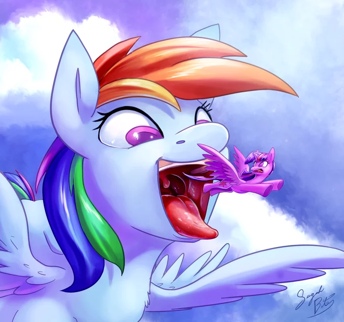 Пони учатся летать - My Little Pony, PonyArt, Rainbow Dash, Twilight sparkle, Vore