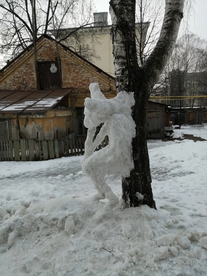 Snowman in 2.5 hours) - My, snowman, Weekend, Global warming, Self-destruction, Longpost