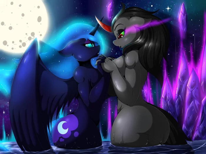 Birth of the Deadly Alliance - NSFW, My little pony, Nightmare moon, Queen Umbra, King sombra, MLP Suggestive, Anthro, Rule 63