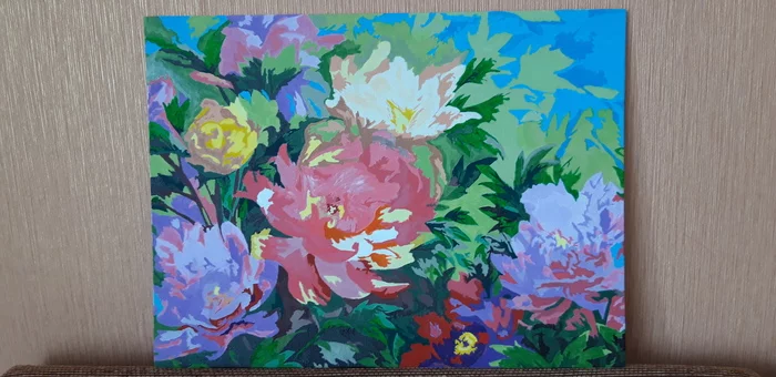 Painting Peonies - My, Hobby, Painting, Acrylic